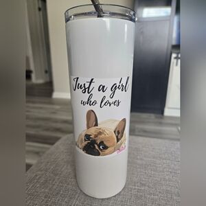 Just a Girl Who Loves French Bulldog White Stainless Tumbler